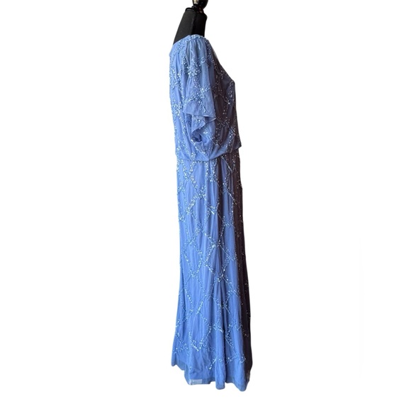 Adrianna Papell French blue beaded blouson gown formal mother of  bride NWT  14W - Picture 7 of 9